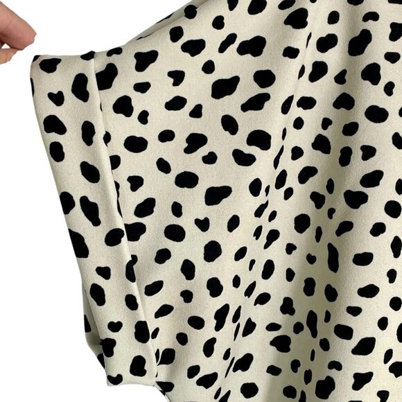 Anthro Melloday Cream & Black Leopard Print Short Cuff Sleeve Boxy Blouse Large - Picture 5 of 13